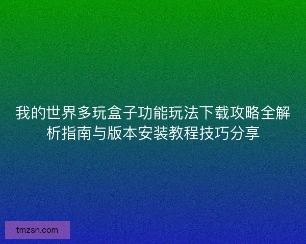 我的世界多玩盒子功能玩法下载攻略全解析指南与版本安装教程技巧分享