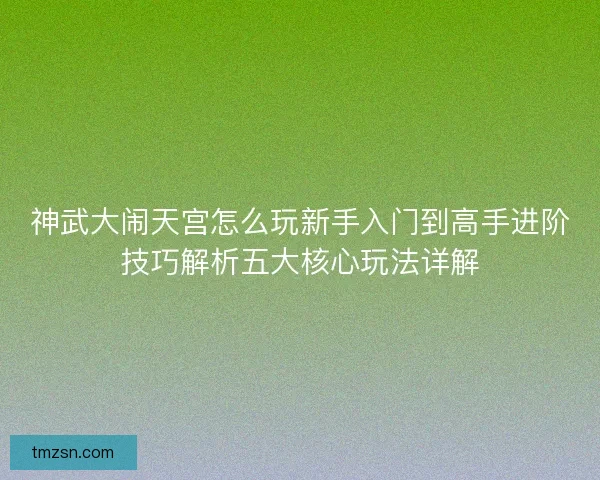 神武大闹天宫怎么玩新手入门到高手进阶技巧解析五大核心玩法详解