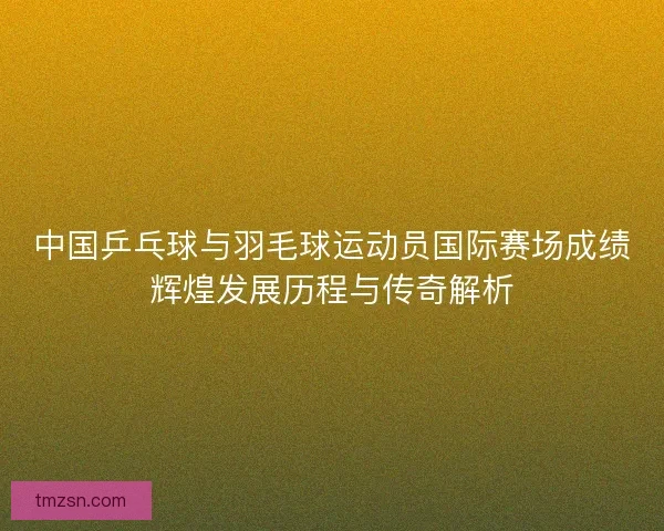 中国乒乓球与羽毛球运动员国际赛场成绩辉煌发展历程与传奇解析